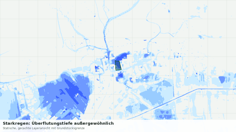 Statische Kartenansicht: Starkregen: Überflutungstiefe außergewöhnlich