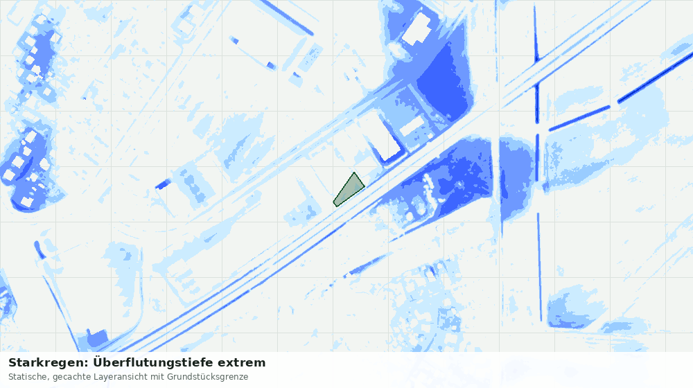 Statische Kartenansicht: Starkregen: Überflutungstiefe extrem
