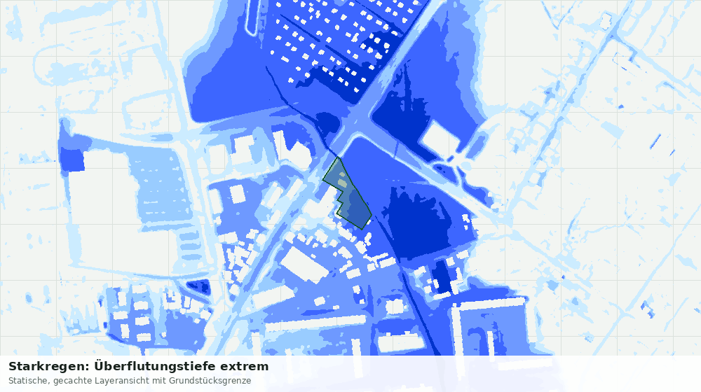 Statische Kartenansicht: Starkregen: Überflutungstiefe extrem