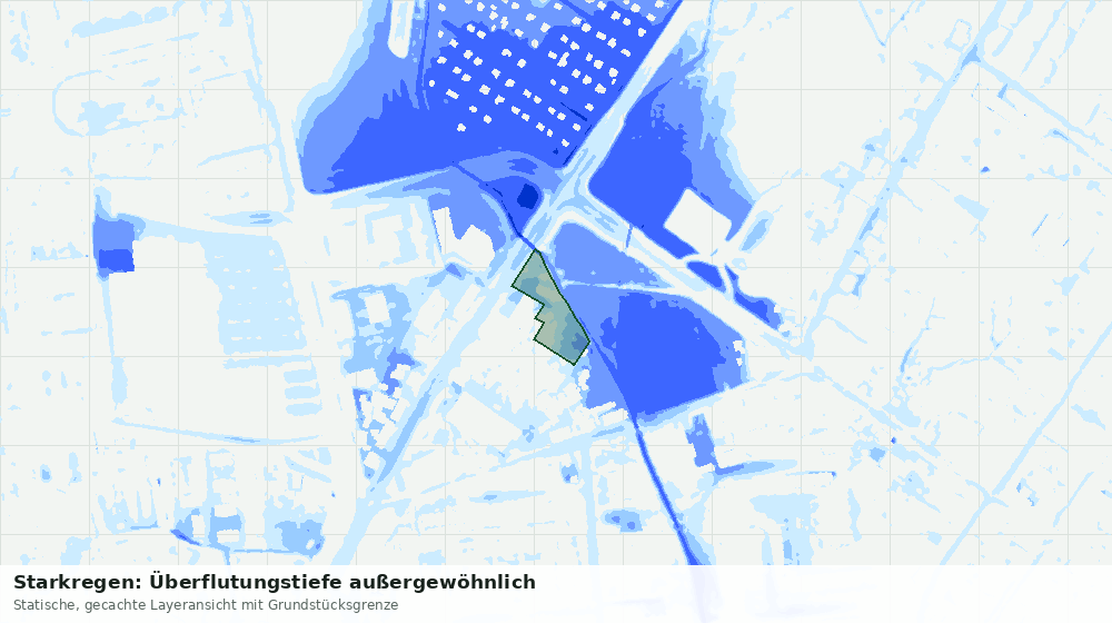 Statische Kartenansicht: Starkregen: Überflutungstiefe außergewöhnlich