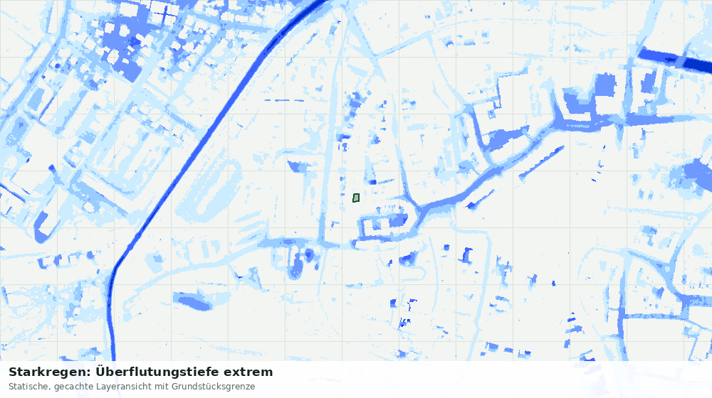 Statische Kartenansicht: Starkregen: Überflutungstiefe extrem