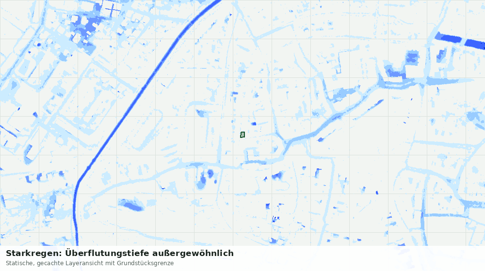 Statische Kartenansicht: Starkregen: Überflutungstiefe außergewöhnlich