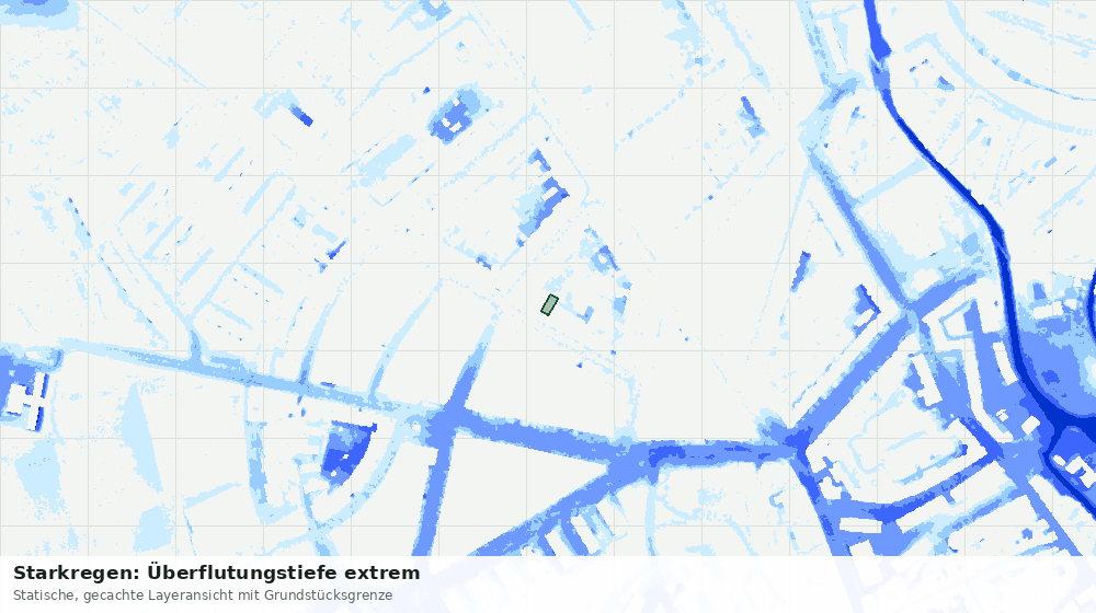 Statische Kartenansicht: Starkregen: Überflutungstiefe extrem