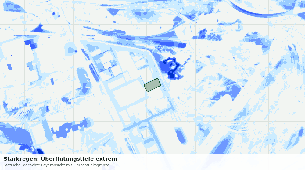 Statische Kartenansicht: Starkregen: Überflutungstiefe extrem