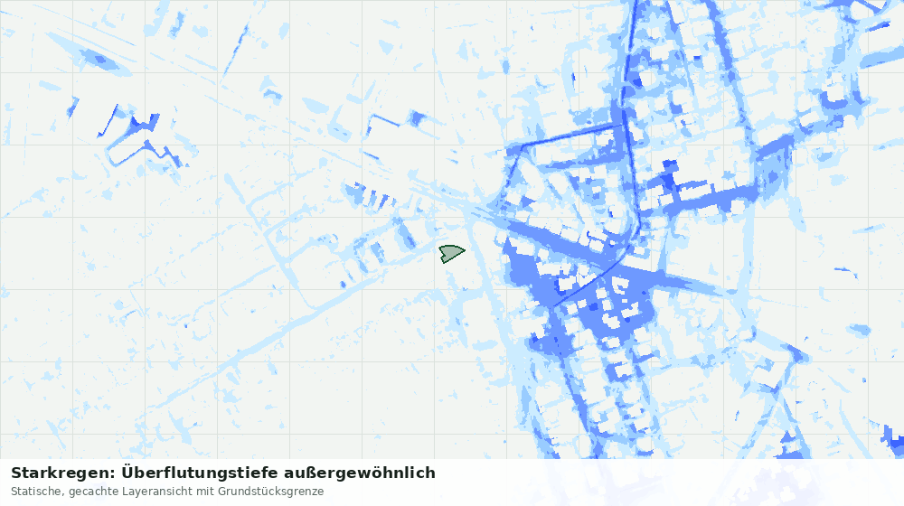 Statische Kartenansicht: Starkregen: Überflutungstiefe außergewöhnlich