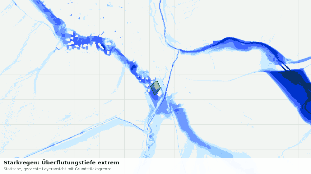 Statische Kartenansicht: Starkregen: Überflutungstiefe extrem