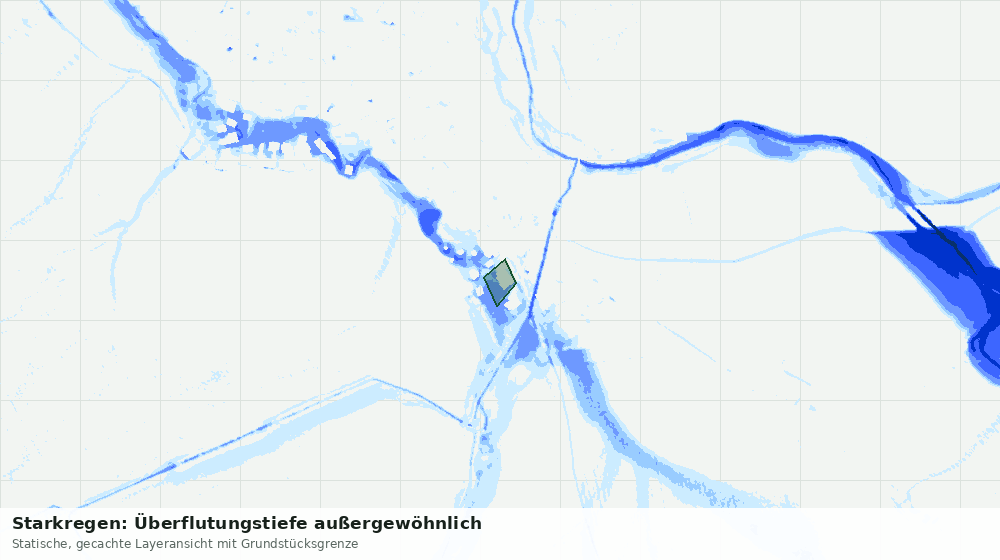 Statische Kartenansicht: Starkregen: Überflutungstiefe außergewöhnlich