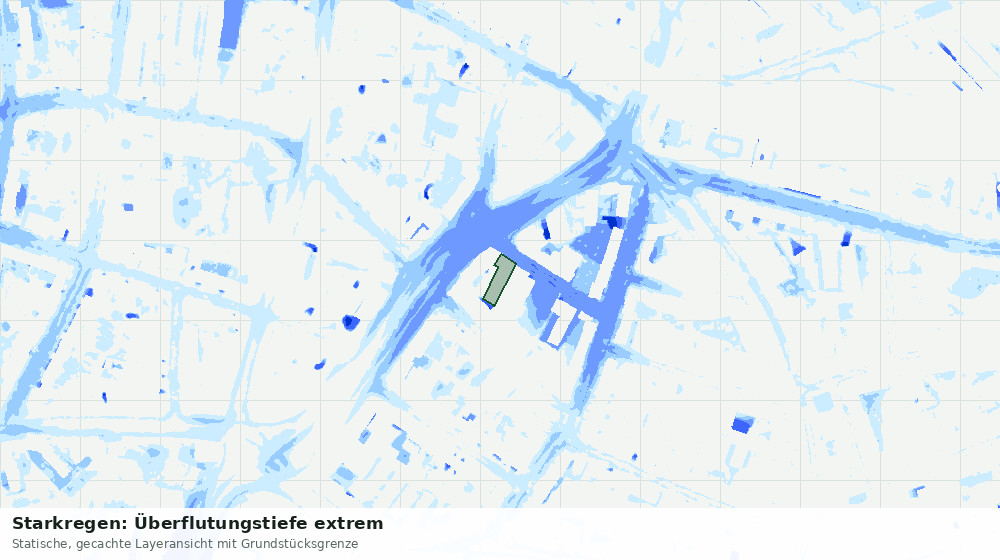 Statische Kartenansicht: Starkregen: Überflutungstiefe extrem