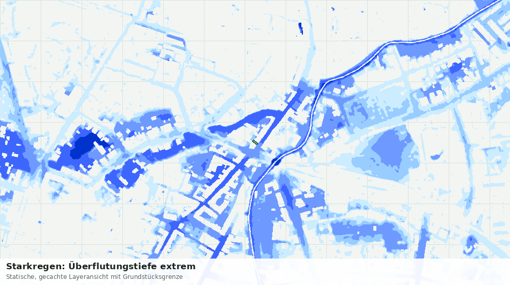 Statische Kartenansicht: Starkregen: Überflutungstiefe extrem