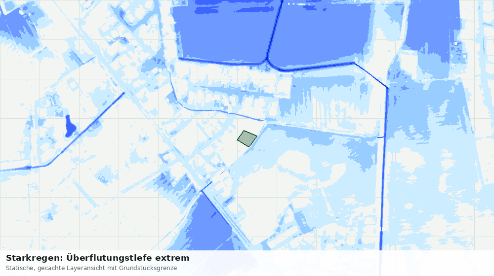Statische Kartenansicht: Starkregen: Überflutungstiefe extrem