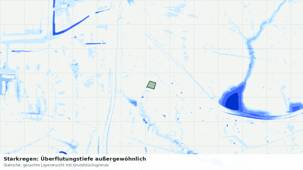 Statische Kartenansicht: Starkregen: Überflutungstiefe außergewöhnlich
