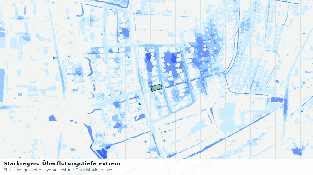 Statische Kartenansicht: Starkregen: Überflutungstiefe extrem