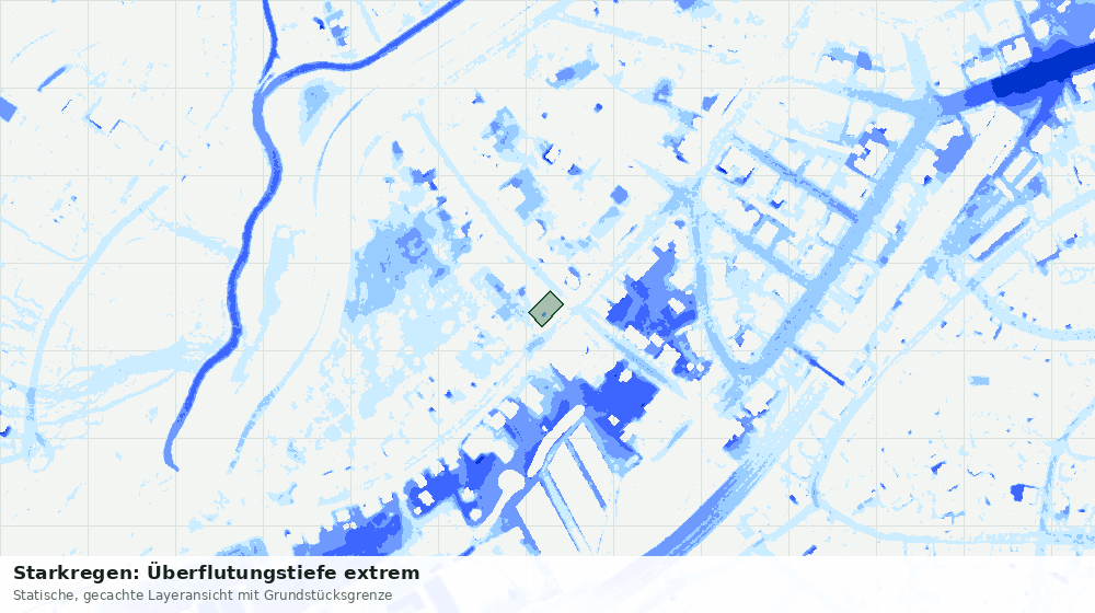 Statische Kartenansicht: Starkregen: Überflutungstiefe extrem