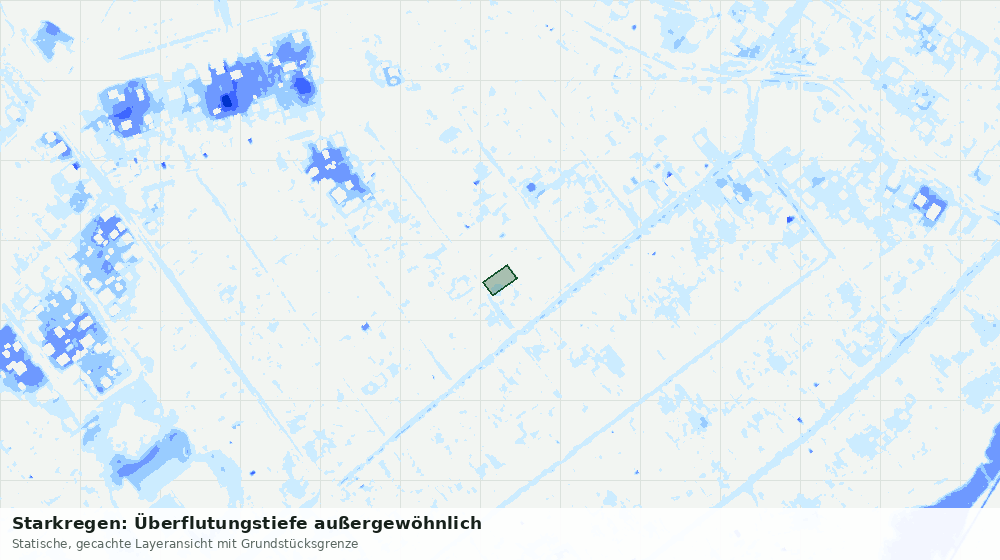 Statische Kartenansicht: Starkregen: Überflutungstiefe außergewöhnlich