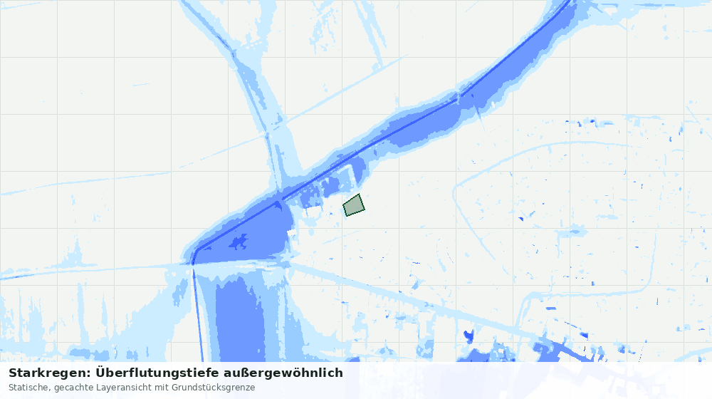 Statische Kartenansicht: Starkregen: Überflutungstiefe außergewöhnlich