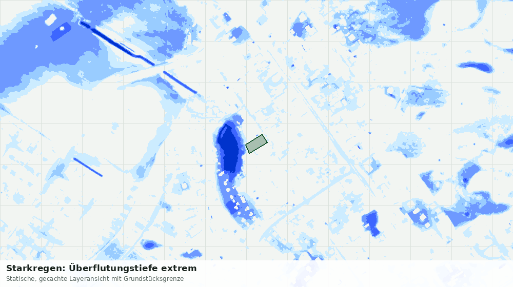 Statische Kartenansicht: Starkregen: Überflutungstiefe extrem
