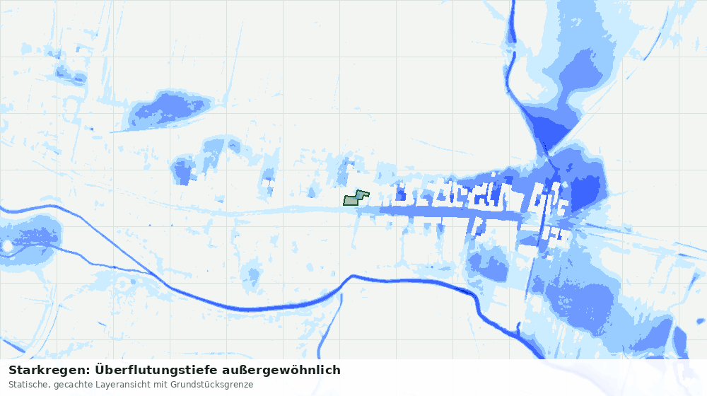Statische Kartenansicht: Starkregen: Überflutungstiefe außergewöhnlich