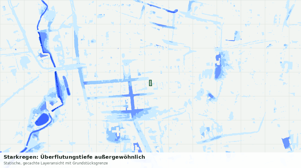 Statische Kartenansicht: Starkregen: Überflutungstiefe außergewöhnlich