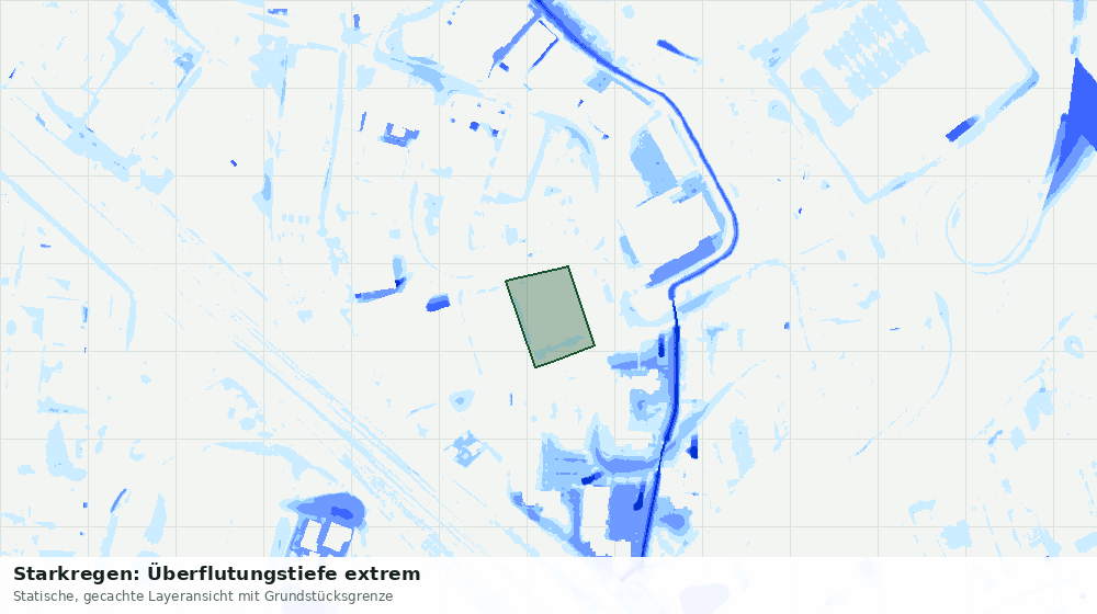 Statische Kartenansicht: Starkregen: Überflutungstiefe extrem
