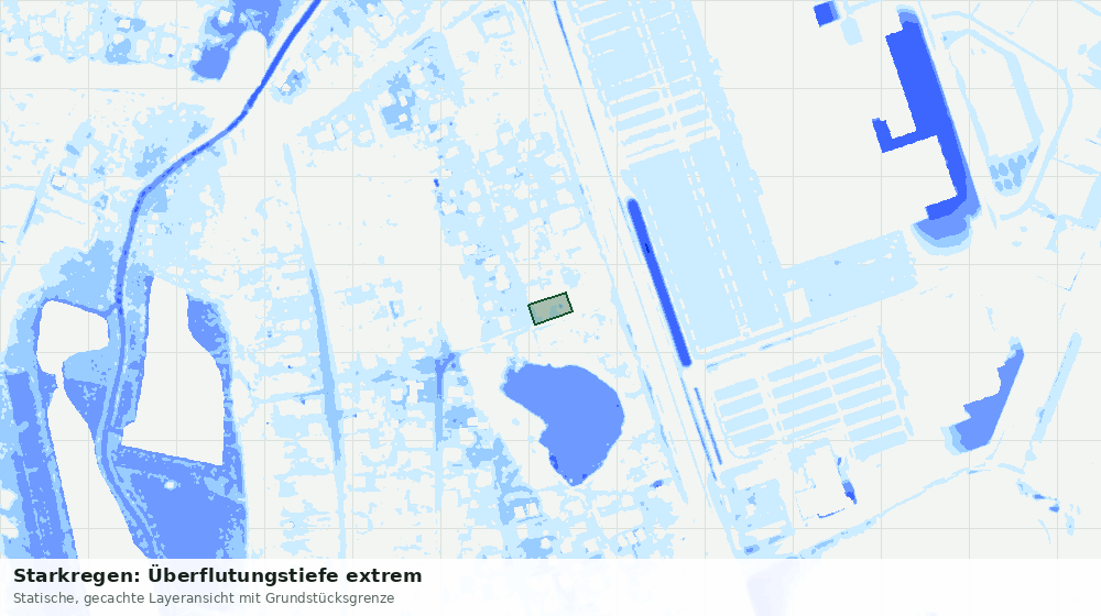 Statische Kartenansicht: Starkregen: Überflutungstiefe extrem