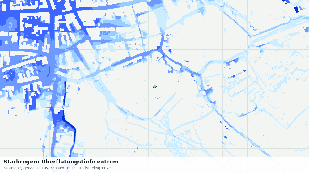 Statische Kartenansicht: Starkregen: Überflutungstiefe extrem