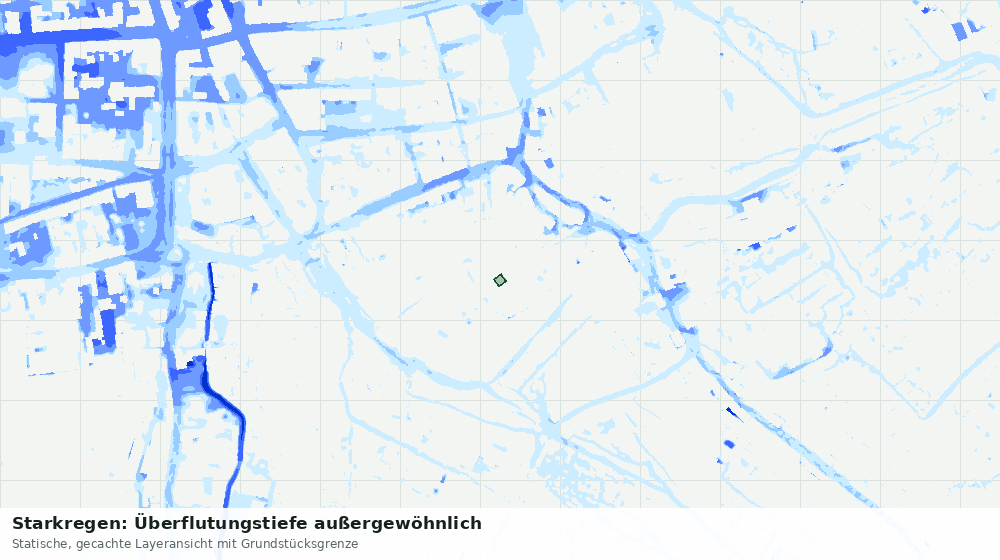 Statische Kartenansicht: Starkregen: Überflutungstiefe außergewöhnlich