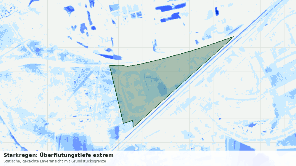 Statische Kartenansicht: Starkregen: Überflutungstiefe extrem