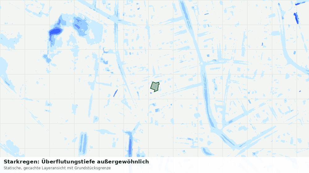 Statische Kartenansicht: Starkregen: Überflutungstiefe außergewöhnlich