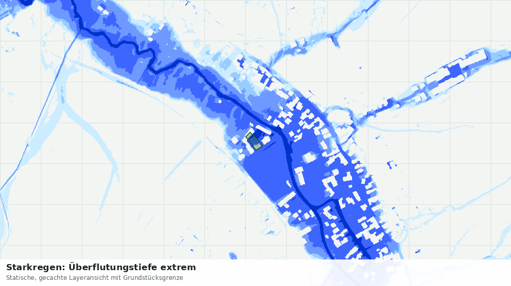 Statische Kartenansicht: Starkregen: Überflutungstiefe extrem