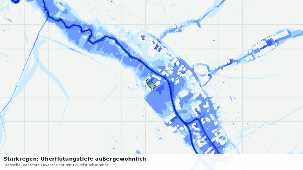 Statische Kartenansicht: Starkregen: Überflutungstiefe außergewöhnlich
