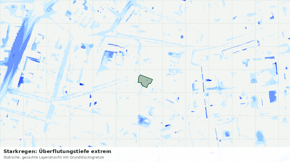 Statische Kartenansicht: Starkregen: Überflutungstiefe extrem