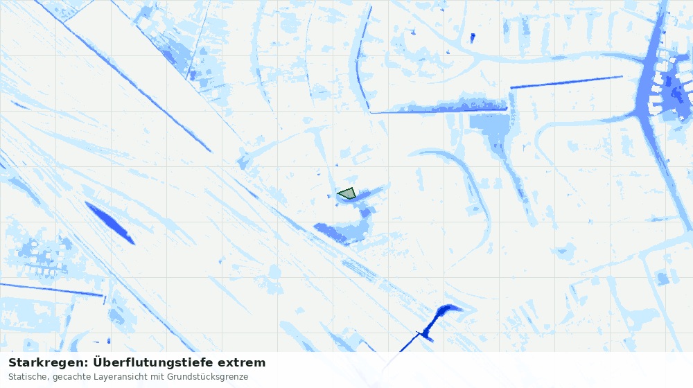Statische Kartenansicht: Starkregen: Überflutungstiefe extrem