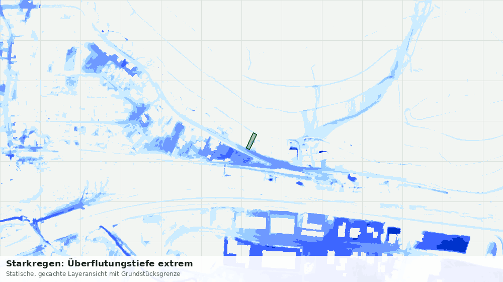 Statische Kartenansicht: Starkregen: Überflutungstiefe extrem