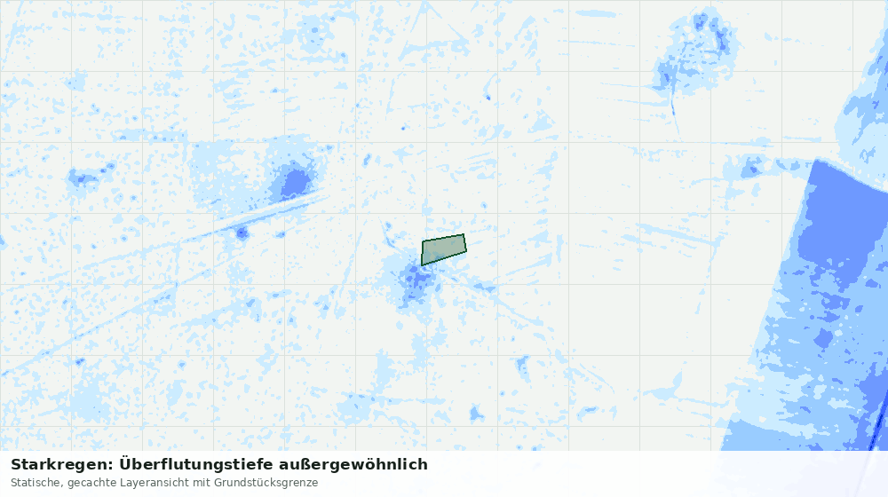 Statische Kartenansicht: Starkregen: Überflutungstiefe außergewöhnlich
