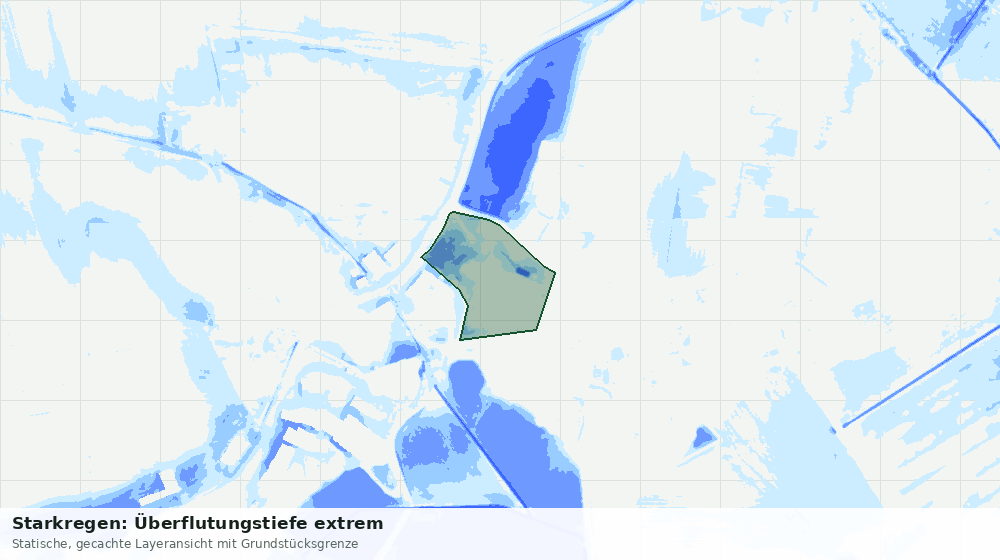 Statische Kartenansicht: Starkregen: Überflutungstiefe extrem