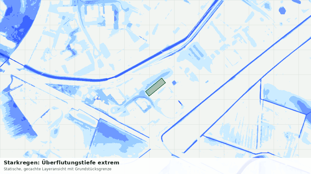 Statische Kartenansicht: Starkregen: Überflutungstiefe extrem