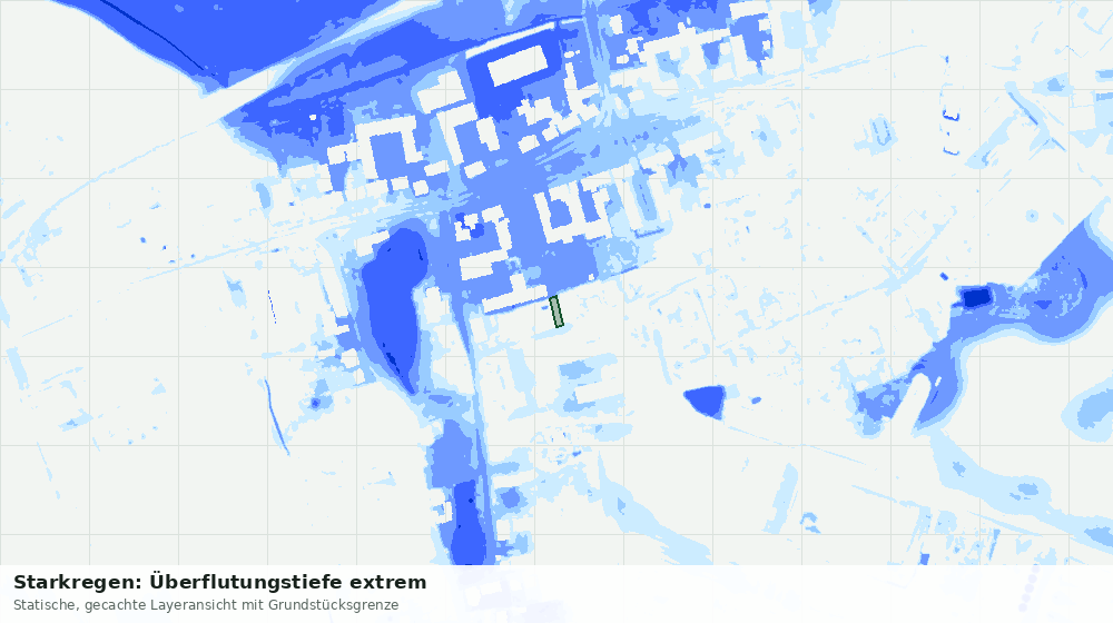 Statische Kartenansicht: Starkregen: Überflutungstiefe extrem