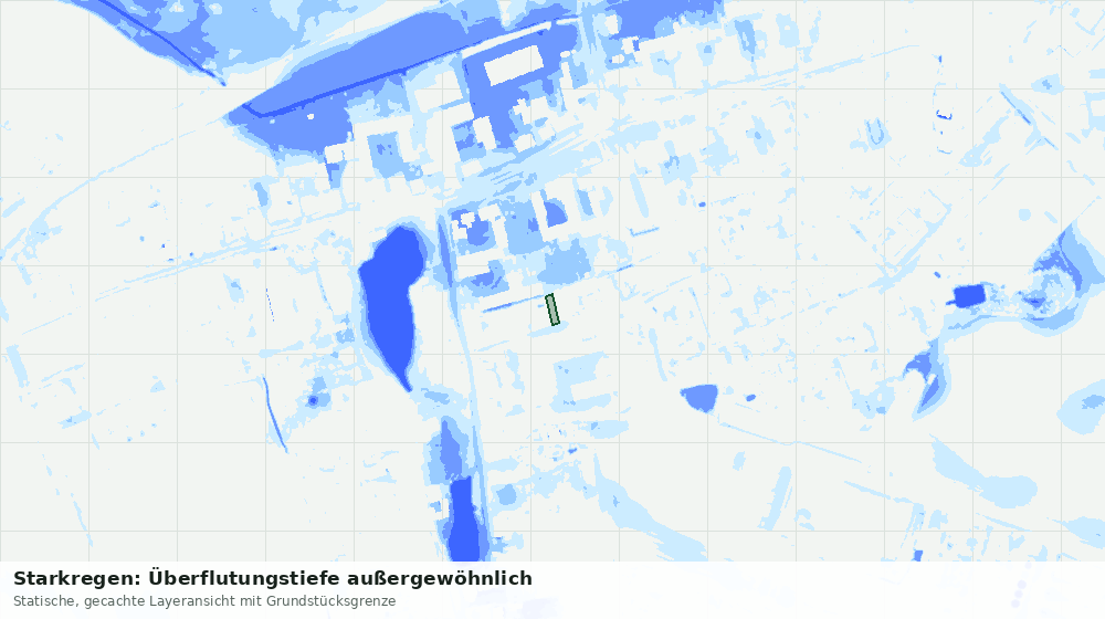 Statische Kartenansicht: Starkregen: Überflutungstiefe außergewöhnlich