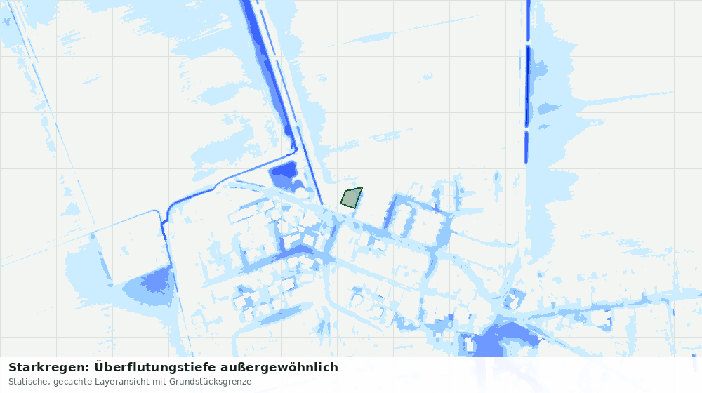 Statische Kartenansicht: Starkregen: Überflutungstiefe außergewöhnlich