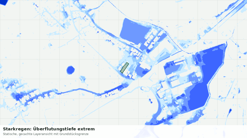 Statische Kartenansicht: Starkregen: Überflutungstiefe extrem