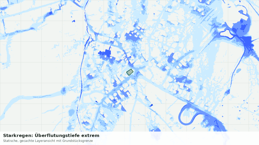 Statische Kartenansicht: Starkregen: Überflutungstiefe extrem