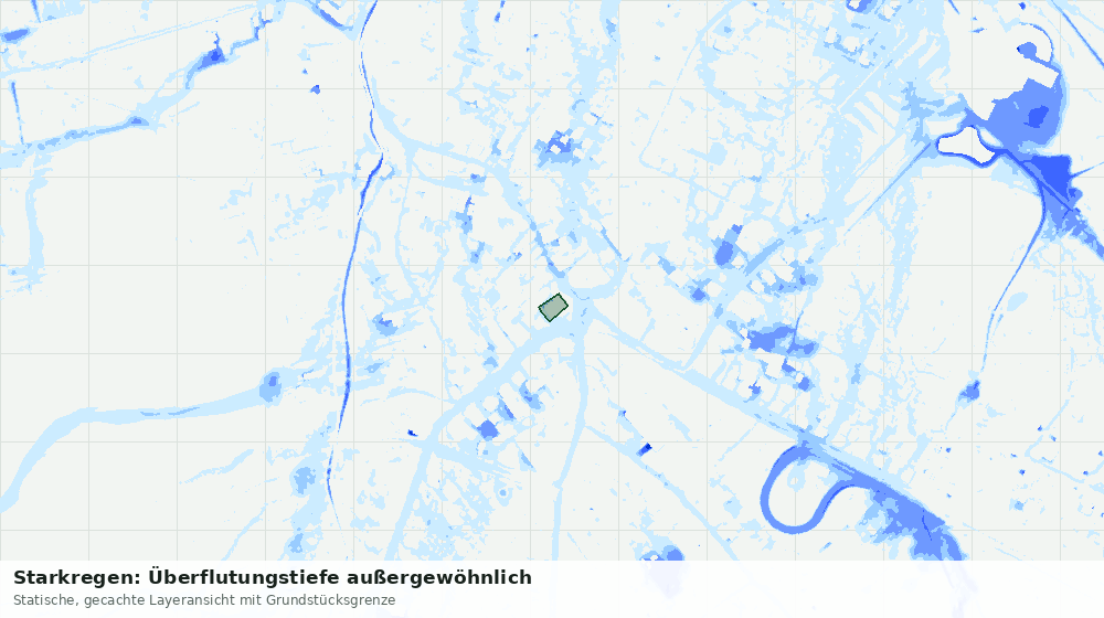 Statische Kartenansicht: Starkregen: Überflutungstiefe außergewöhnlich