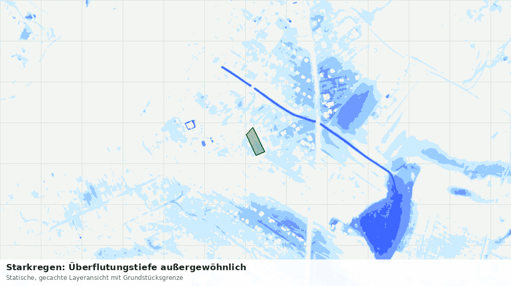 Statische Kartenansicht: Starkregen: Überflutungstiefe außergewöhnlich
