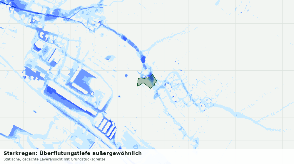 Statische Kartenansicht: Starkregen: Überflutungstiefe außergewöhnlich