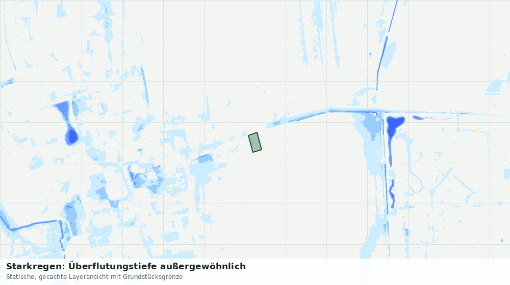 Statische Kartenansicht: Starkregen: Überflutungstiefe außergewöhnlich