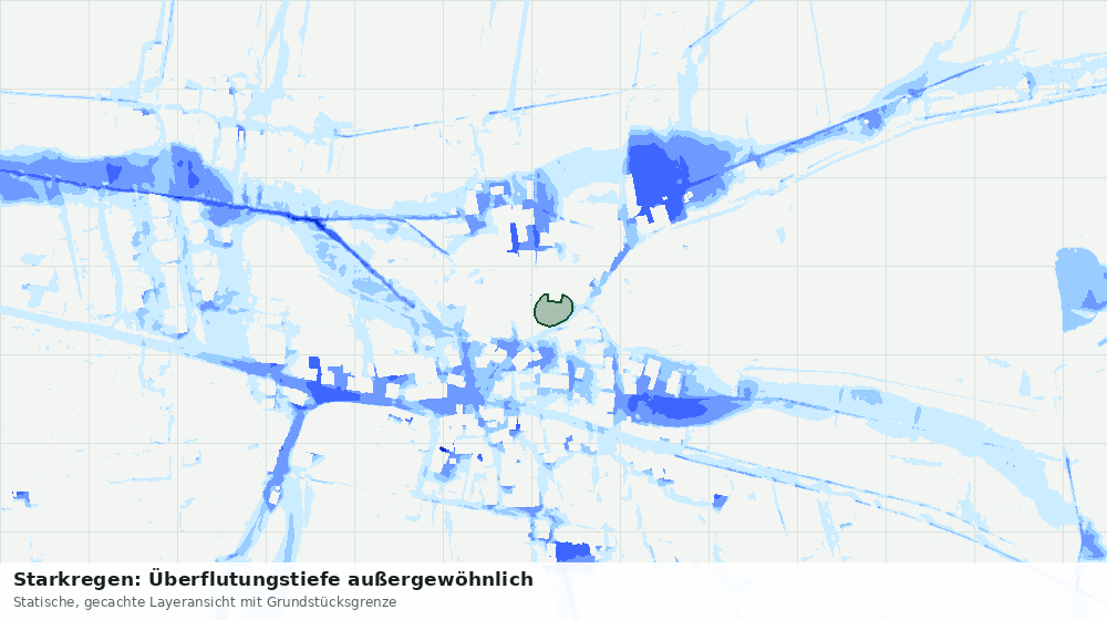Statische Kartenansicht: Starkregen: Überflutungstiefe außergewöhnlich