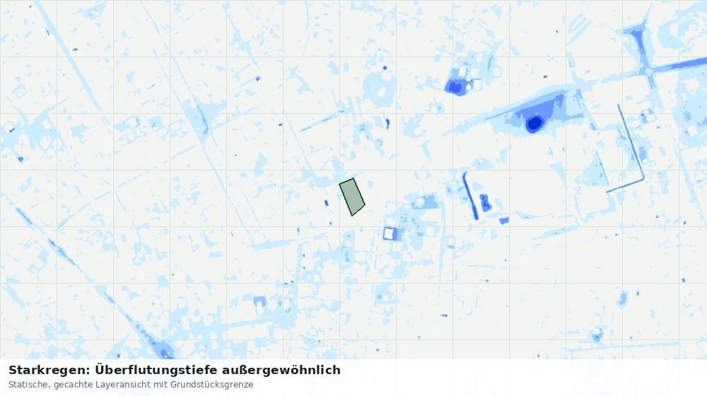 Statische Kartenansicht: Starkregen: Überflutungstiefe außergewöhnlich