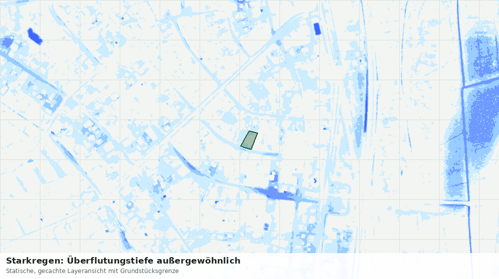 Statische Kartenansicht: Starkregen: Überflutungstiefe außergewöhnlich
