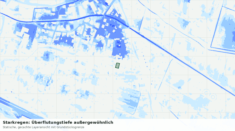 Statische Kartenansicht: Starkregen: Überflutungstiefe außergewöhnlich