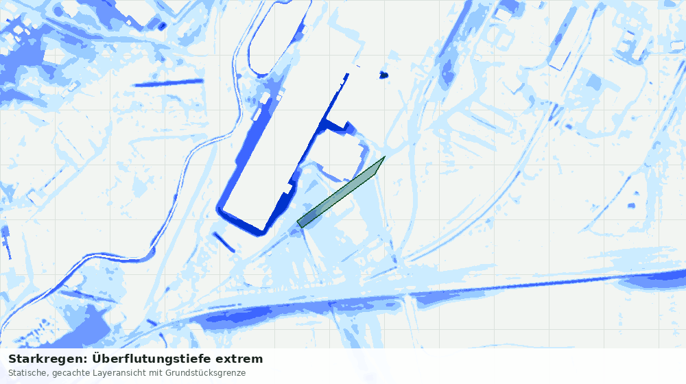 Statische Kartenansicht: Starkregen: Überflutungstiefe extrem